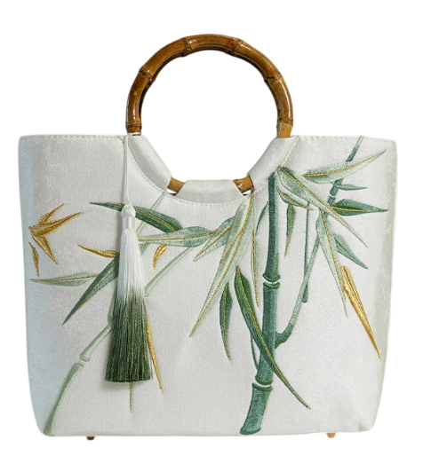 The Moonlit Bamboo Grove: Vintage Embroidered Dream Bag