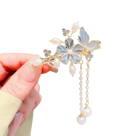 Celestial Bloom: Misty Morning Floral Fantasia Hair Clip