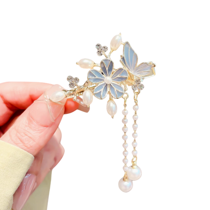 Celestial Bloom: Misty Morning Floral Fantasia Hair Clip