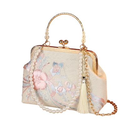 Whispers of Petals: A Vintage Blooming Fantasy Embroidered Handbag