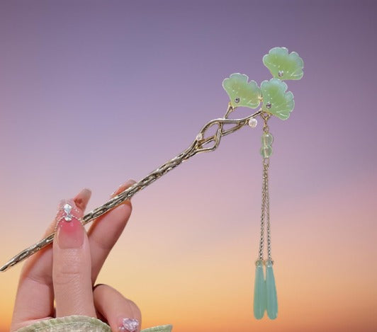 Apricot Blossom Whispers: A Pearl-Kissed Hairpin / hair stick