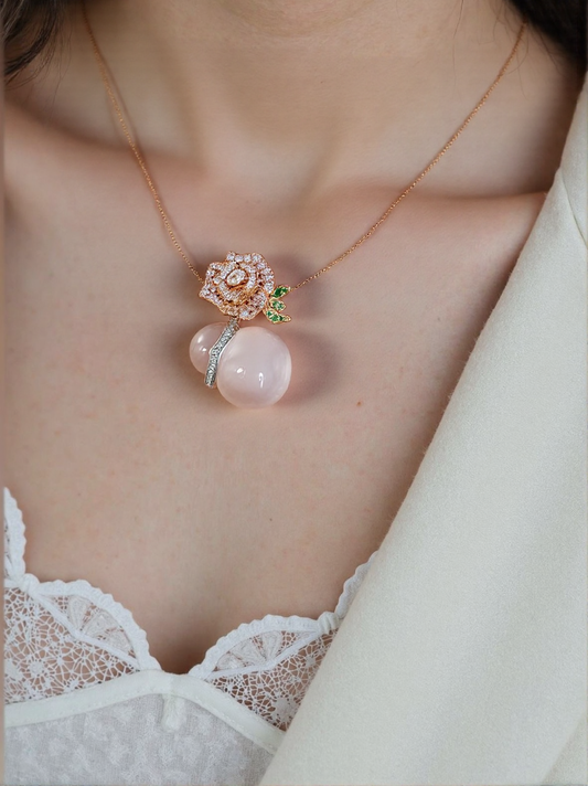 Whispers of Camellias: A Delicate Adornment Necklace of Fortune Gourds