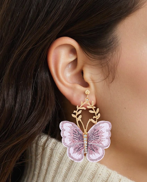 Whimsical Enchantment: Exquisite Ancient-Style Butterfly Embroidered Earrings with a Touch of Ethereal Elegance