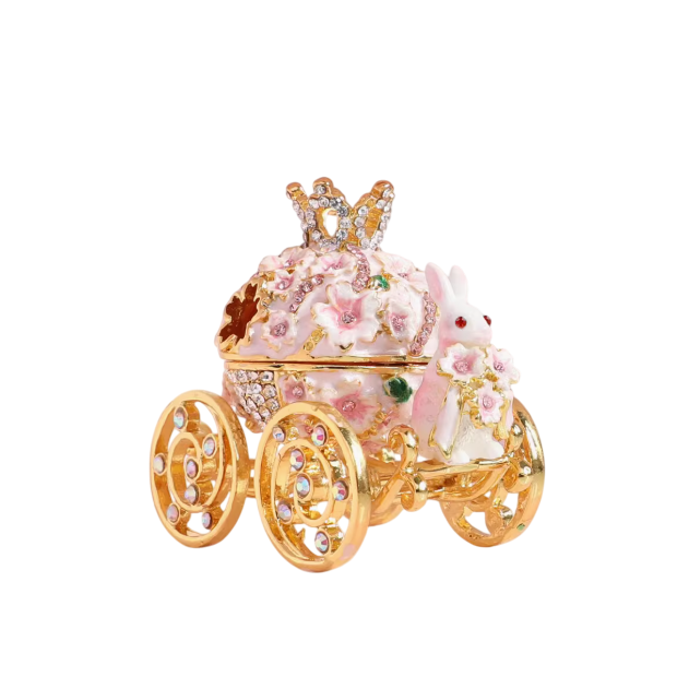 Enchanted Blossom Carriage: A Romantic Jewelry Box for Wedding Couples