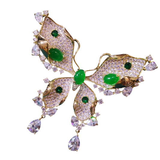 Whispers of Verdant Enchantment: An Emerald Green Butterfly's Gentle Caress Brooch