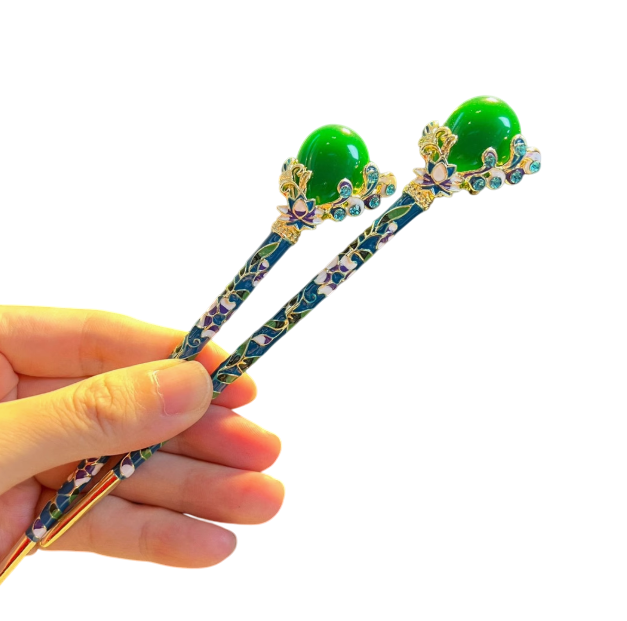 Elegant Celestial Blossom Cloisonné Hairpin/ Hair stick: A Timeless Treasure of Ancient Chinese Artistry