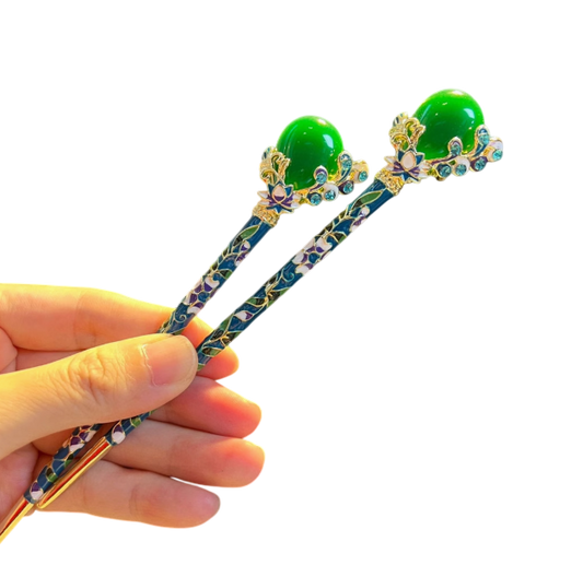 Elegant Celestial Blossom Cloisonné Hairpin/ Hair stick: A Timeless Treasure of Ancient Chinese Artistry