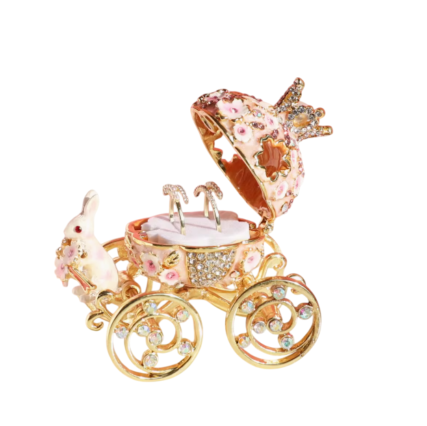 Enchanted Blossom Carriage: A Romantic Jewelry Box for Wedding Couples