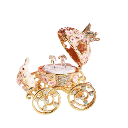 Enchanted Blossom Carriage: A Romantic Jewelry Box for Wedding Couples