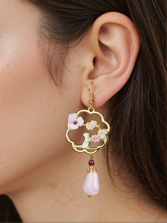 First Bloom of the Heart: Chinese Ancient-Style Imperial Blossom Earrings