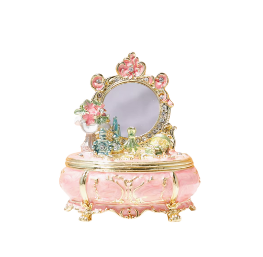 Whispers of the Painted Rose Reflector: Exquisite Enamel Princess Dream Mirror