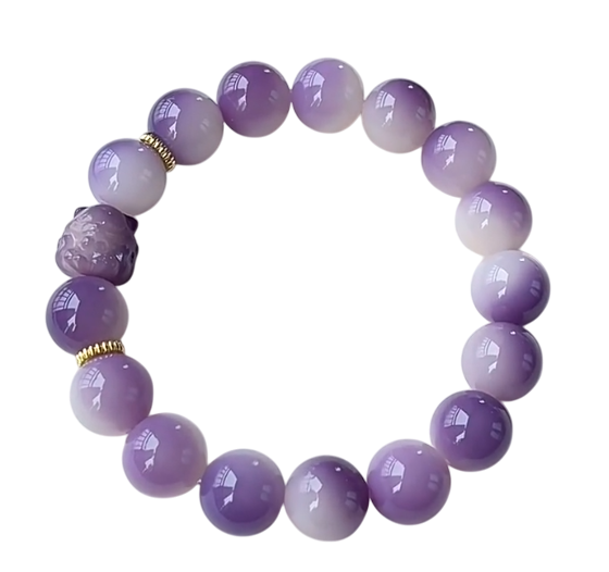 Celestial Harmony: Exquisite Purple and White Ombre Prayer Beads Bracelet