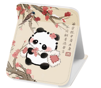 Charming Vintage-Inspired Panda Elegance: Elegant Desktop Folding Makeup Mirror