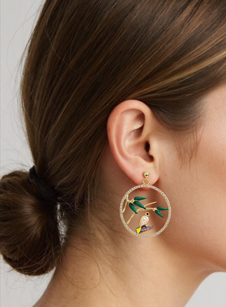 The Lady's Grace: Swallow's Dance in the Bamboo Breeze Earrings