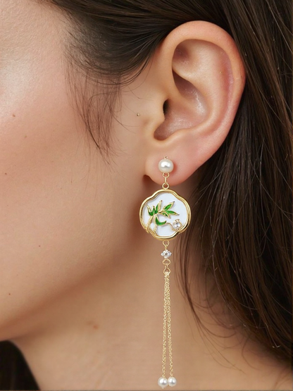 Chinese-style Ephemeral Bamboo Tassel Earrings