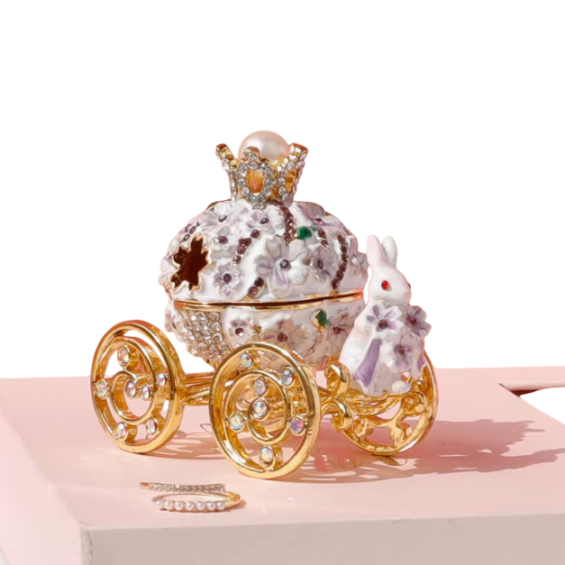 Enchanted Blossom Carriage: A Romantic Jewelry Box for Wedding Couples