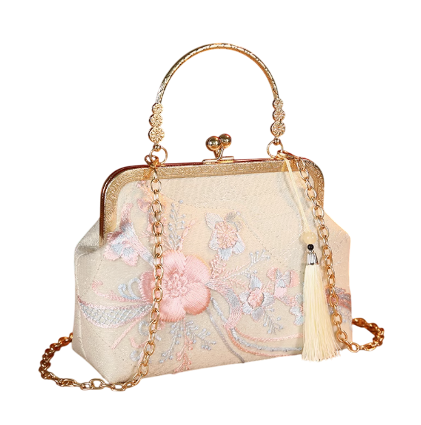 Whispers of Petals: A Vintage Blooming Fantasy Embroidered Handbag