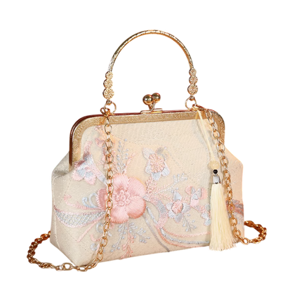 Whispers of Petals: A Vintage Blooming Fantasy Embroidered Handbag