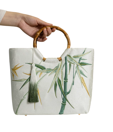 The Moonlit Bamboo Grove: Vintage Embroidered Dream Bag