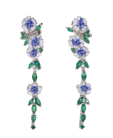 Delicate Floral Elegance: Enamel Adorned Blossom Earrings