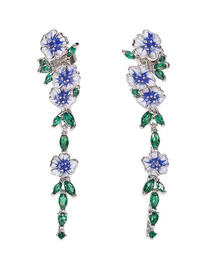 Delicate Floral Elegance: Enamel Adorned Blossom Earrings