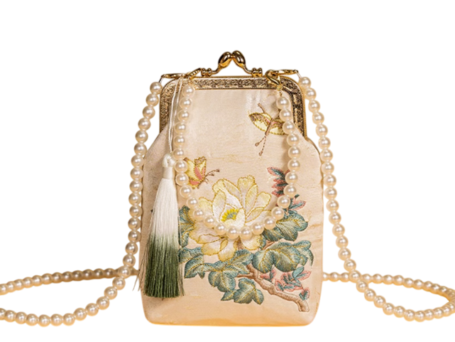 Elegant Blossoms: Exquisite Chinese Classic Embroidered Floral Phone Bag