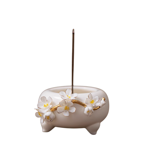 Celestial Blossom Incense Embrace: A Chinese-Inspired Floral Serenity Holder