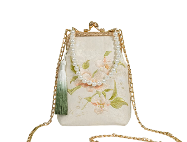 Elegant Blossoms: Exquisite Chinese Classic Embroidered Floral Phone Bag