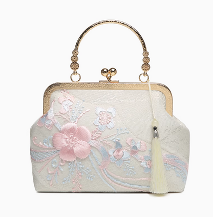 Whispers of Petals: A Vintage Blooming Fantasy Embroidered Handbag