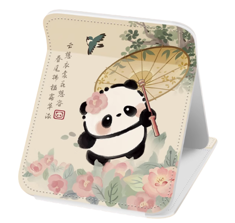 Charming Vintage-Inspired Panda Elegance: Elegant Desktop Folding Makeup Mirror