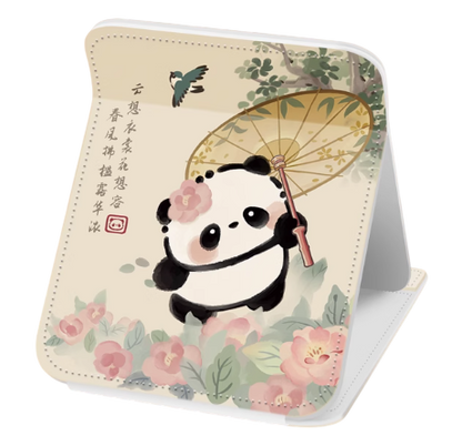 Charming Vintage-Inspired Panda Elegance: Elegant Desktop Folding Makeup Mirror