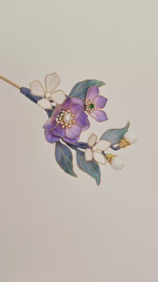 Lavender Dreams: Serenade of the Handcrafted Imperial Peony Hairpin / Hair Stick